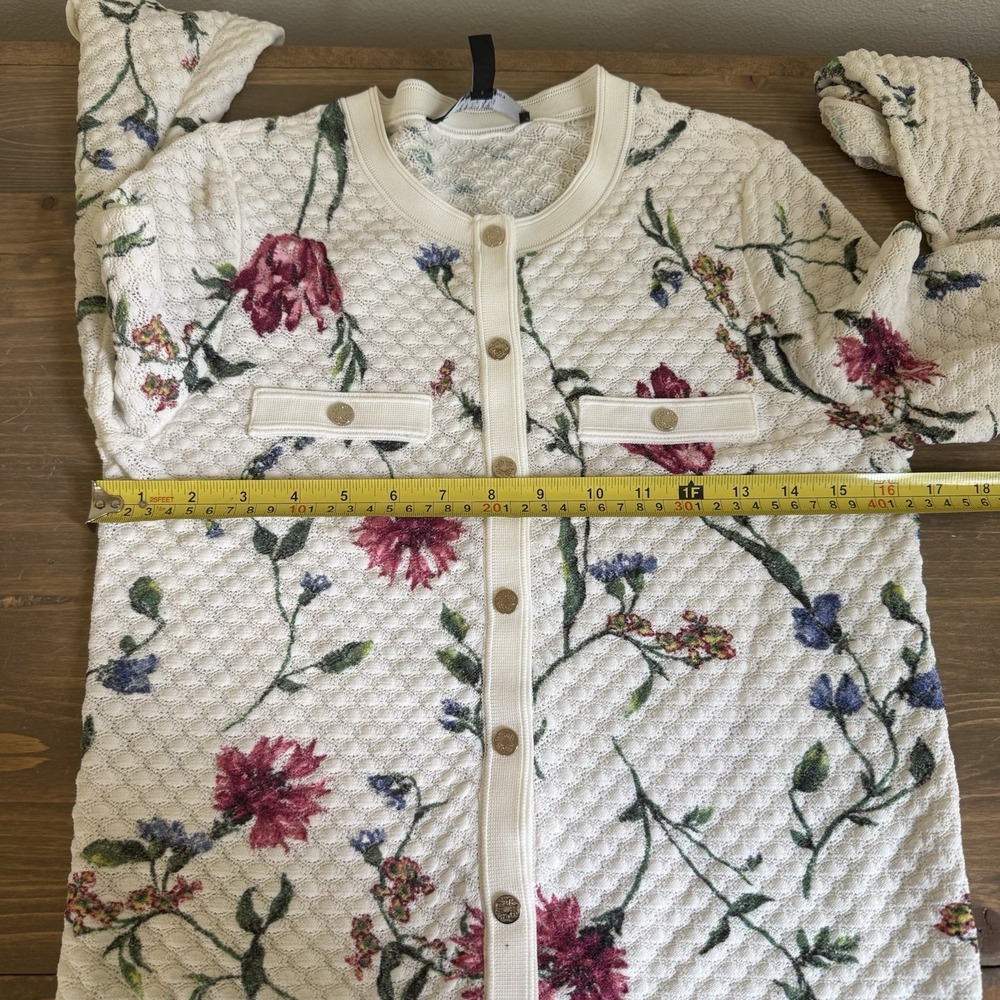 White House Black Market Womens Medium Floral Long Sleeve Cardigan Snap Up - Picture 6 of 7